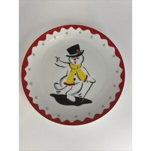 2002 Becky Denny Boston Warehouse Dancing Snowman 6.5" Plate Vintage